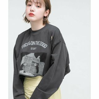 ケービーエフ(KBF)の【CHARCOAL】リメイクライククロップドTEE(カットソー(長袖/七分))