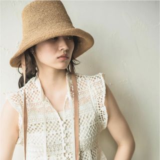 ＊最終値下げ/美品＊【ORIENT MILLINERY】SARAH MOCHA(麦わら帽子/ストローハット)