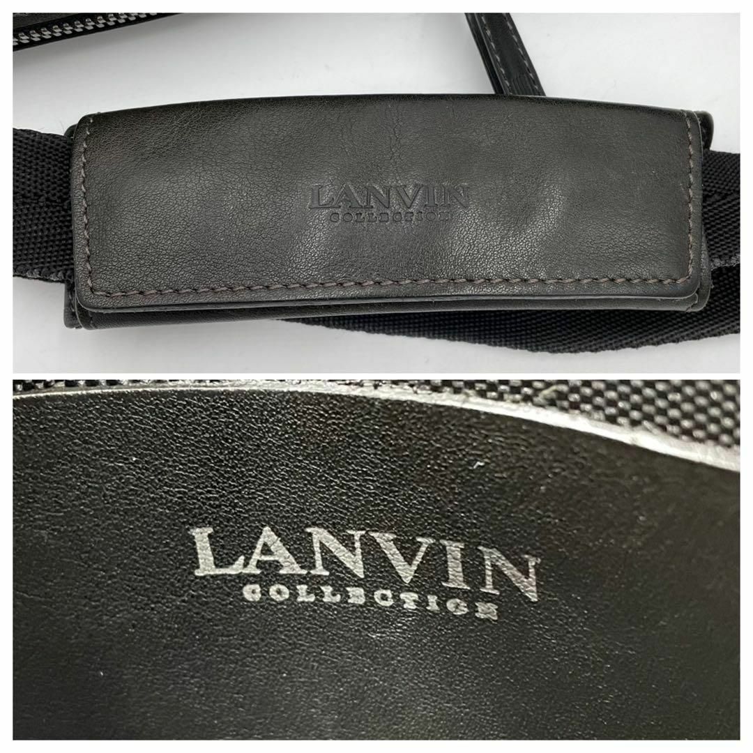 LANVIN(ランバン)の極美品✨ショルダーバッグ　ロゴ型押し　シルバー金具　レザー　ブラック メンズのバッグ(ショルダーバッグ)の商品写真