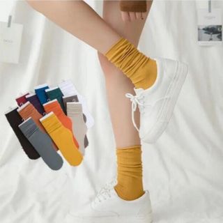 ENDO SOCKS踵跡なしタイプのフリーサイズ無地靴下　ルーズソックス2足組(靴下/タイツ)