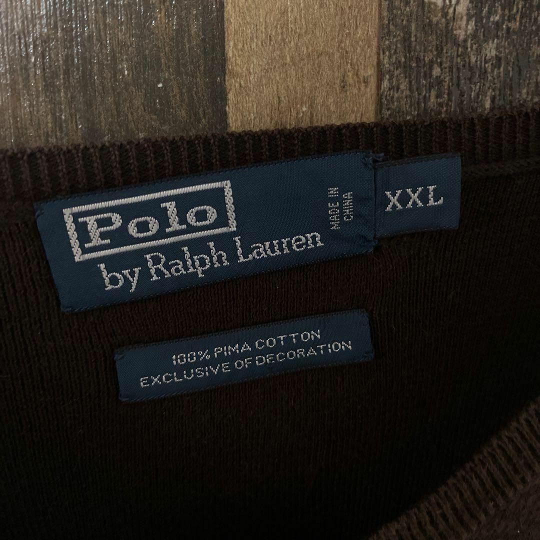 POLO RALPH LAUREN(ポロラルフローレン)のラルフローレン メンズ セーター ブラウン 2XL ニット 古着 90s 長袖 メンズのトップス(ニット/セーター)の商品写真