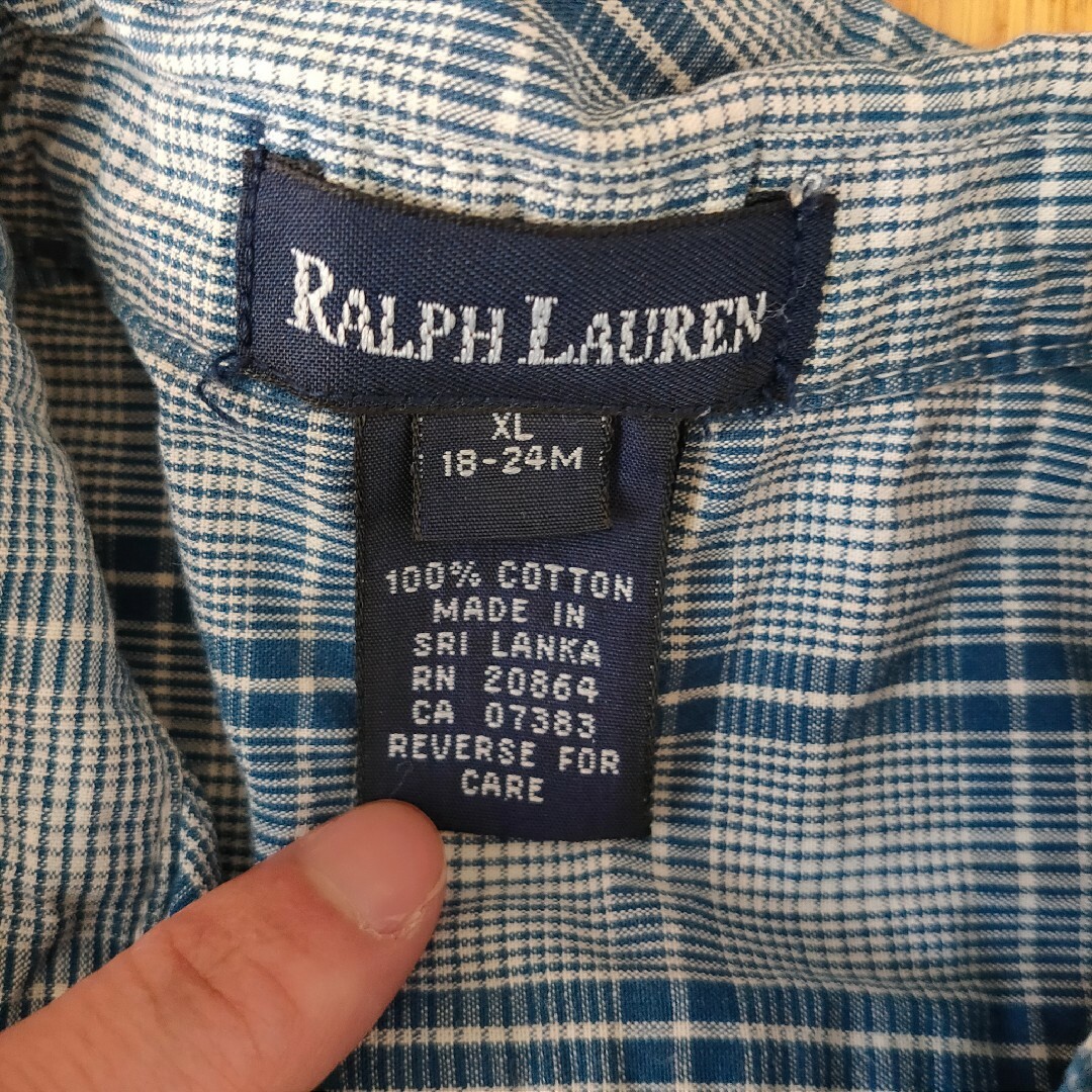 Ralph Lauren(ラルフローレン)の値下げ☆ラルフローレン　シャツ　カバーオール　半袖　チェック キッズ/ベビー/マタニティのキッズ服男の子用(90cm~)(その他)の商品写真