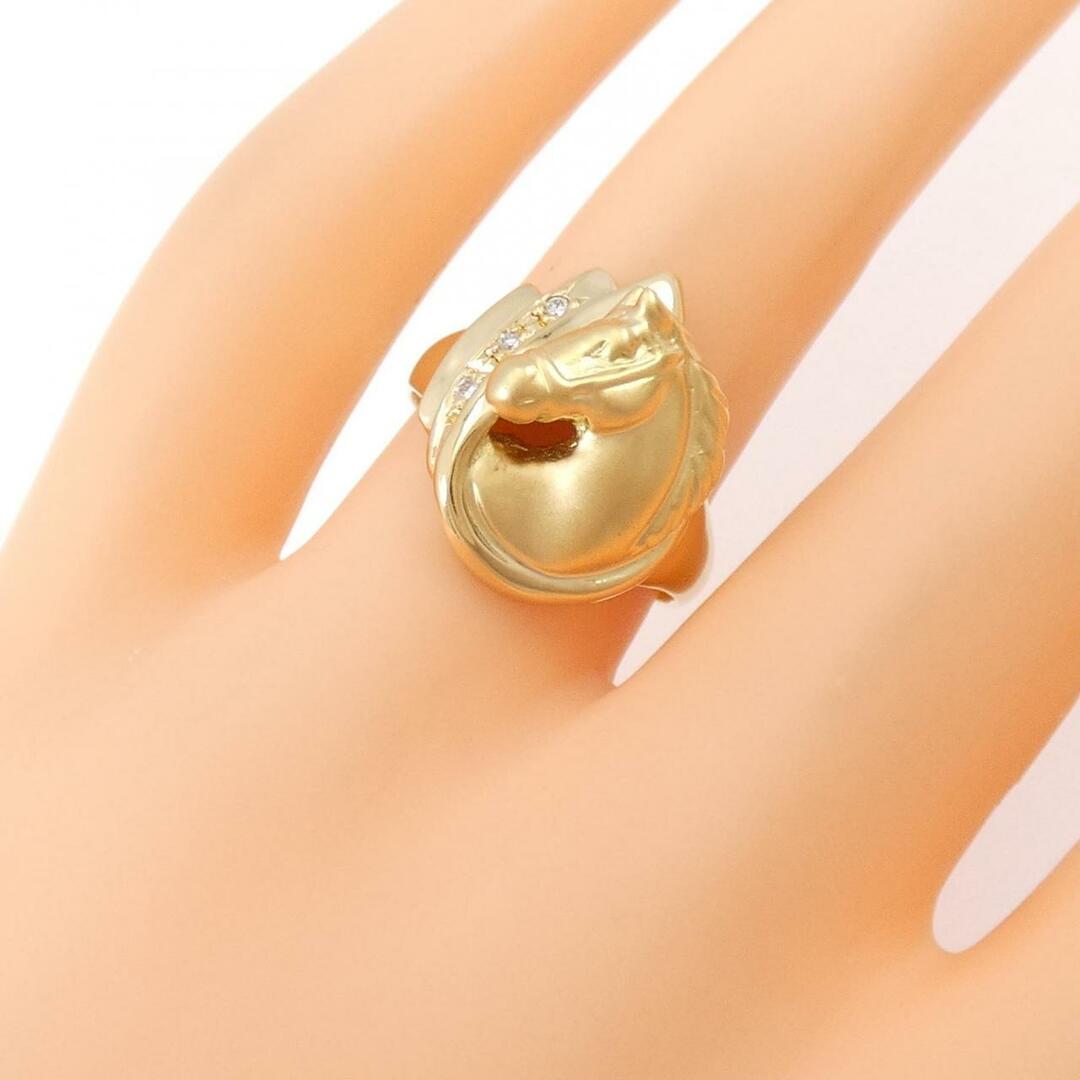 K18YG ホース ダイヤモンド リング レディースのアクセサリー(リング(指輪))の商品写真