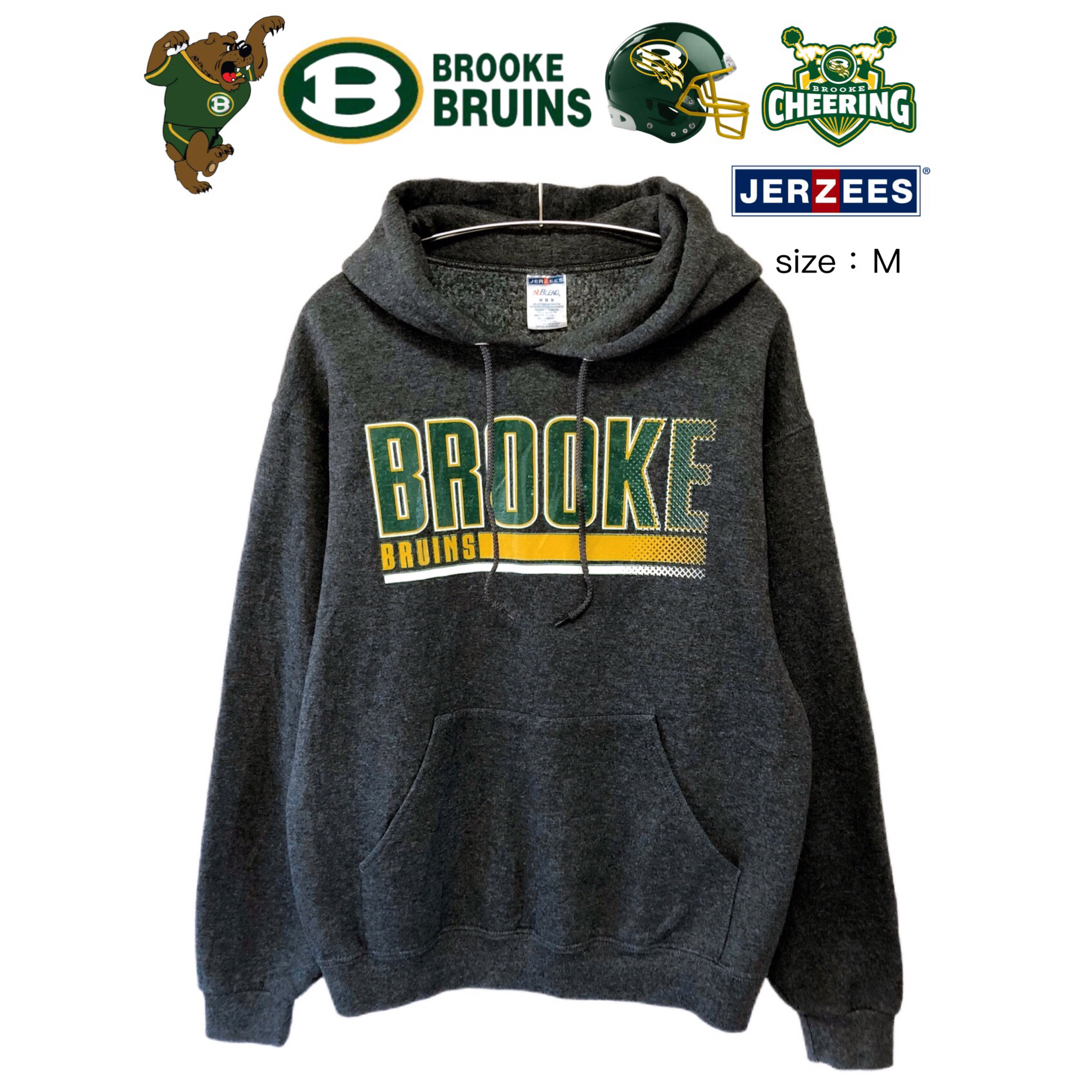 JERZEES(ジャージーズ)のBROOOKE BRUINS　パーカー　M　ダークグレー　USA古着 メンズのトップス(パーカー)の商品写真