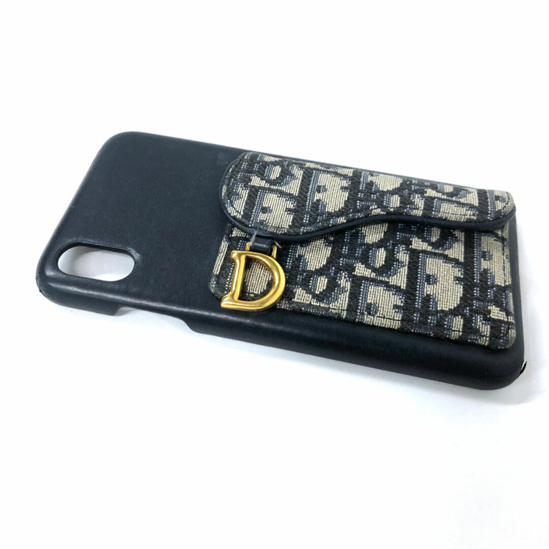 Christian Dior(クリスチャンディオール)のクリスチャンディオール Christian Dior スマートフォンケース iPhone XS Maxケース レザー ネイビー レディース 送料無料【中古】 z0084 スマホ/家電/カメラのスマホアクセサリー(その他)の商品写真