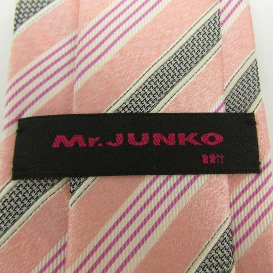 ミスタージュンコ ブランド ネクタイ シルク ストライプ柄 ライン柄 メンズ ピンク Mr.JUNKO メンズのファッション小物(ネクタイ)の商品写真