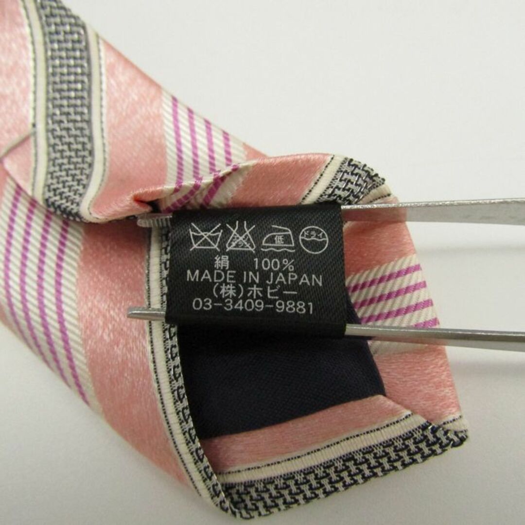ミスタージュンコ ブランド ネクタイ シルク ストライプ柄 ライン柄 メンズ ピンク Mr.JUNKO メンズのファッション小物(ネクタイ)の商品写真