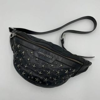 ジミーチュウ(JIMMY CHOO)の良品✨ジミーチュウ　ボディバッグ　スター　スタッズ　レザー　ブラック(ウエストポーチ)