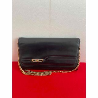 グッチ(Gucci)のGUCCI オールドグッチ　ヴィンテージ チェーンショルダーバッグ　レザー　黒(ショルダーバッグ)