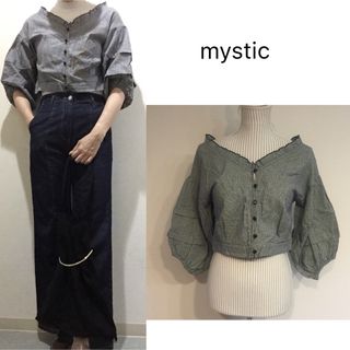 ミスティック(mystic)の【美品】mystic.vネック フリルトップス(シャツ/ブラウス(長袖/七分))