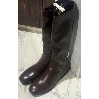 《美品》スクエアトゥ⭐️ストレッチ ロングブーツ(ブーツ)