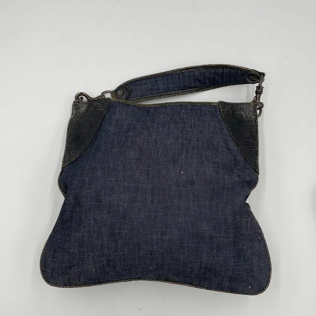 miumiu(ミュウミュウ)の美品✨ミュウミュウ　ワンショルダーバッグ　デニム　ロゴ金具　レザー　白タグ レディースのバッグ(ショルダーバッグ)の商品写真