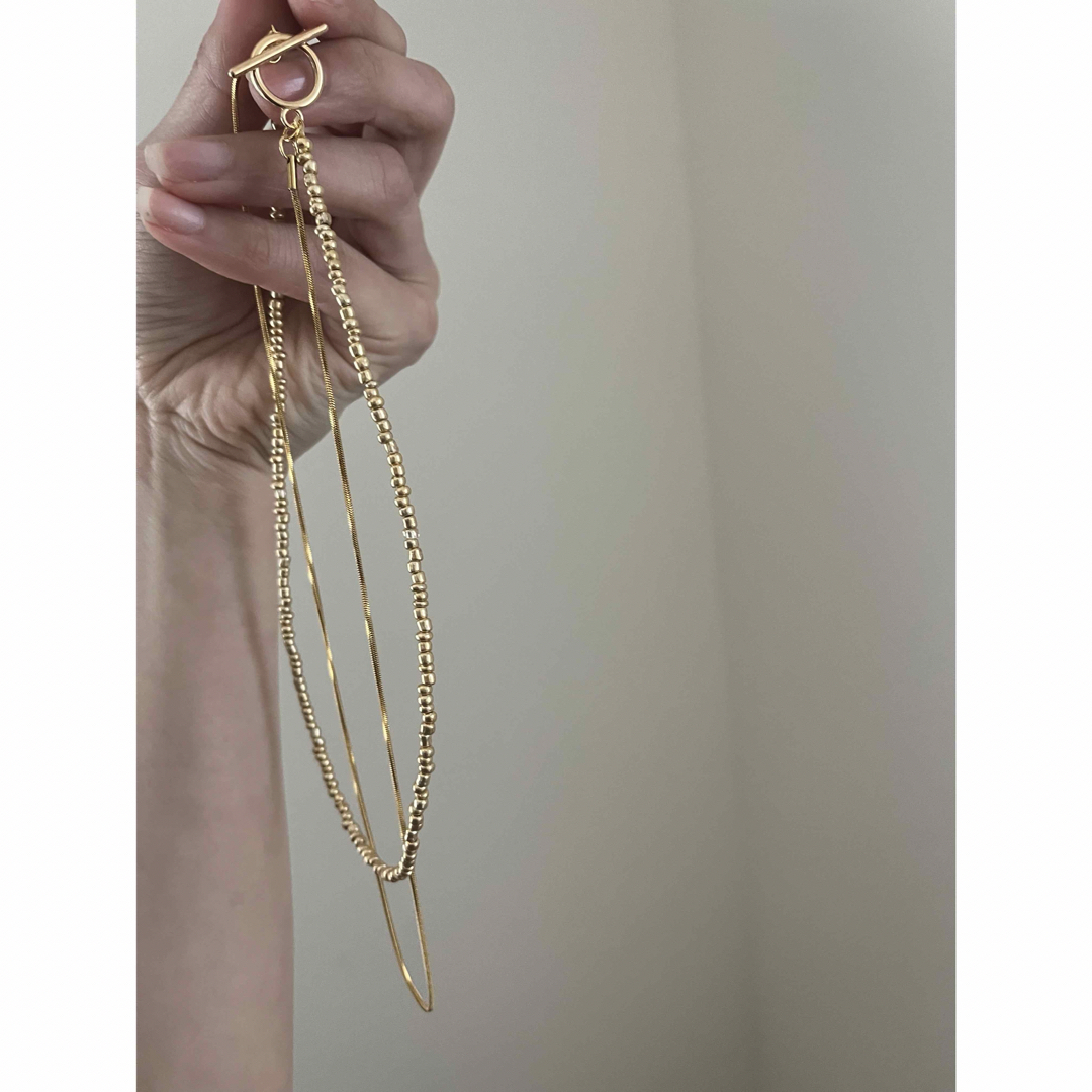 2連necklace    gold ハンドメイドのアクセサリー(ネックレス)の商品写真