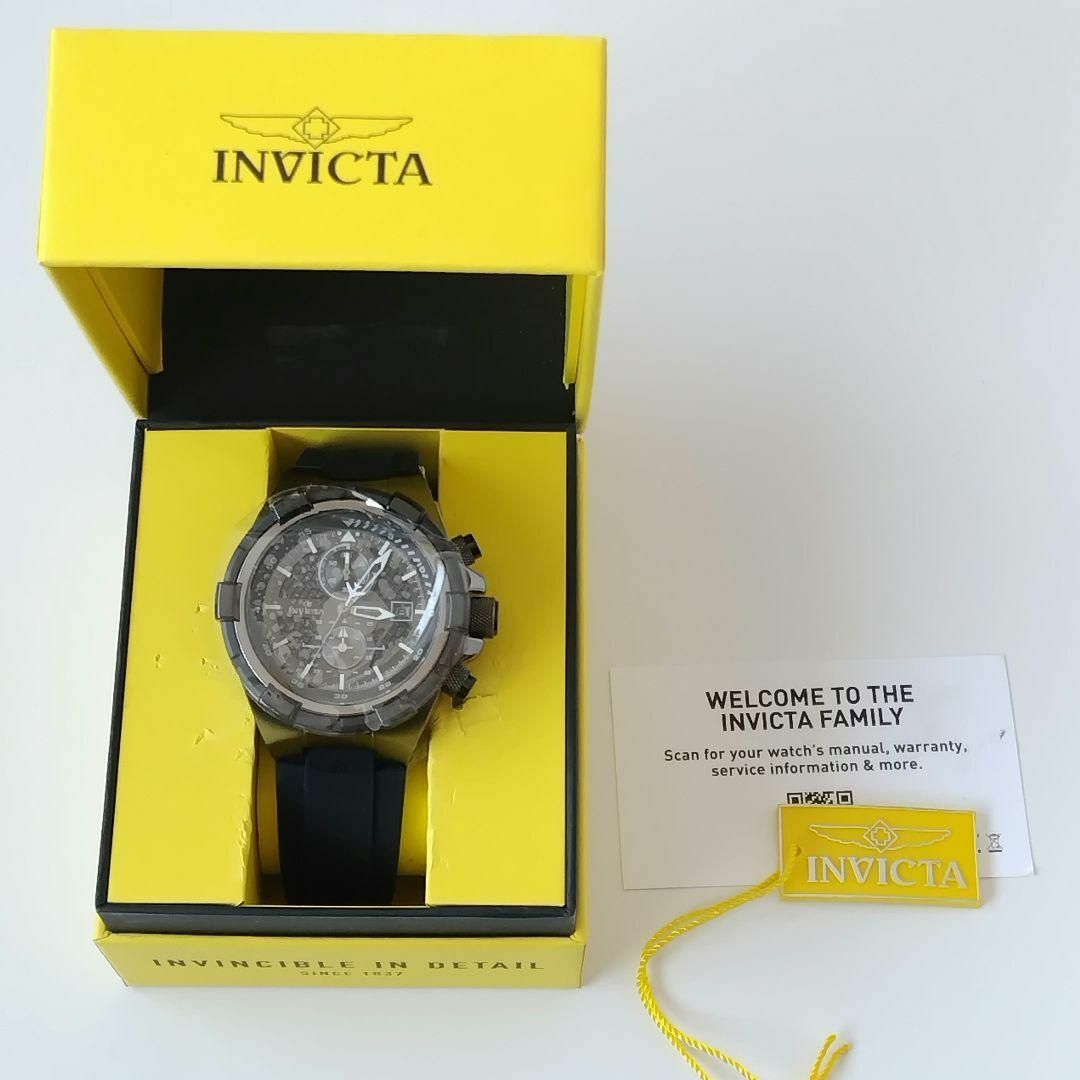 INVICTA(インビクタ)のシリコンベルト新品メンズ腕時計インビクタ クロノグラフ ブラック黒クォーツ メンズの時計(腕時計(アナログ))の商品写真