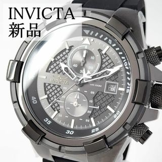 インビクタ(INVICTA)のシリコンベルト新品メンズ腕時計インビクタ クロノグラフ ブラック黒クォーツ(腕時計(アナログ))