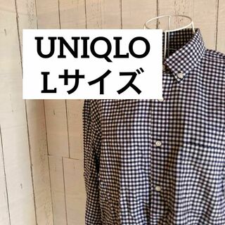 ユニクロ(UNIQLO)のUNIQLO Lサイズ　シャツ　チェック　ネイビー　ホワイト(シャツ)