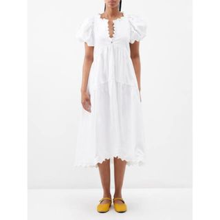 ドゥロワー(Drawer)のKIKA VARGAS Leana Midi Dress ワンピース パフスリ(ひざ丈ワンピース)