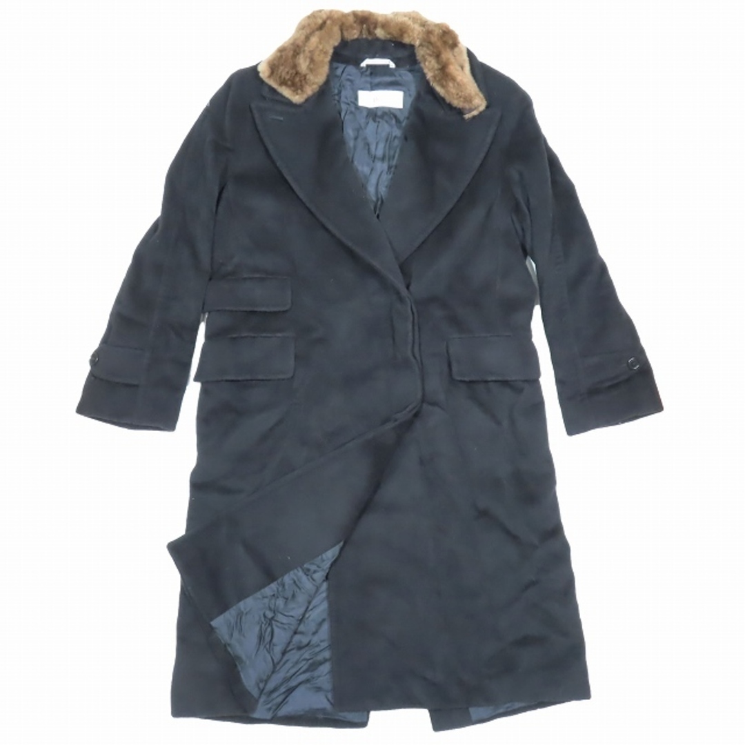 Max Mara - マックスマーラ 白タグ 毛皮ファー衿 ウール カシミヤ チェスターコート