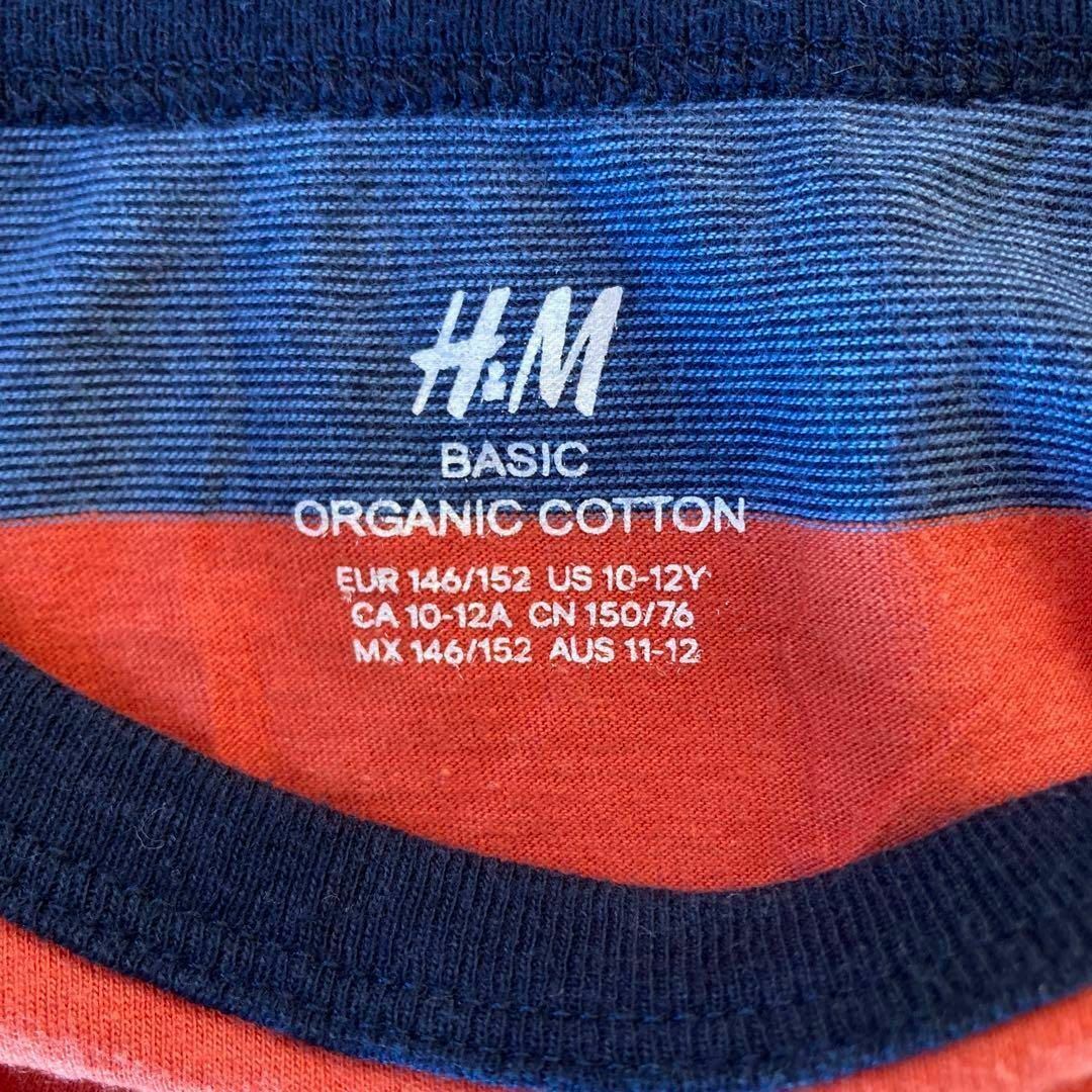 H&M(エイチアンドエム)のH&M Sサイズ相当 Tシャツ　ボーダー　オレンジ　ネイビー レディースのトップス(Tシャツ(長袖/七分))の商品写真