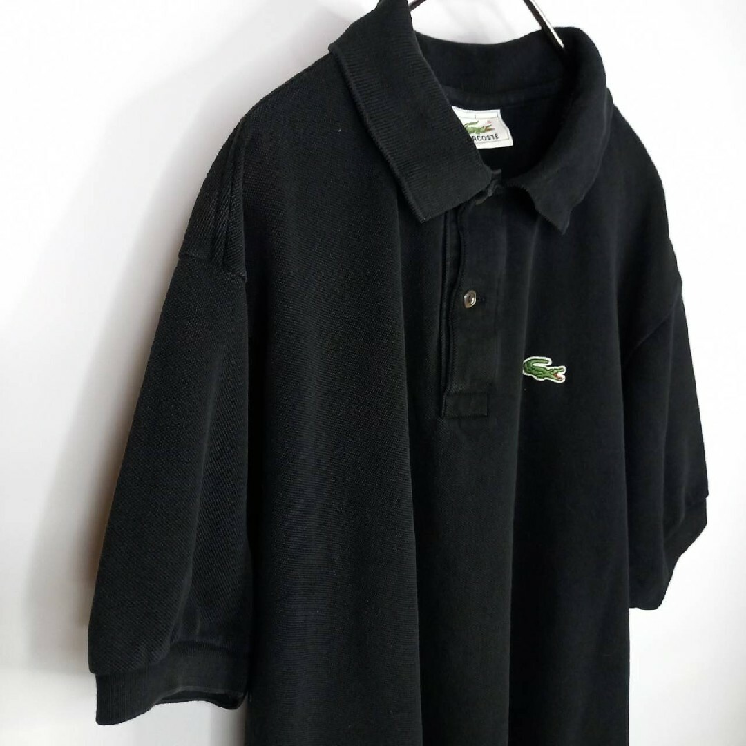 LACOSTE(ラコステ)のラコステ　ポロシャツ　半袖　L1212　刺繍ロゴ　シェル　ユーロ古着　黒　L メンズのトップス(ポロシャツ)の商品写真