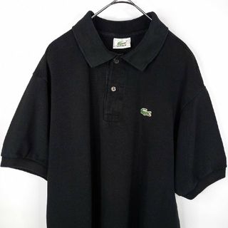 LACOSTE - ラコステ　ポロシャツ　半袖　L1212　刺繍ロゴ　シェル　ユーロ古着　黒　L