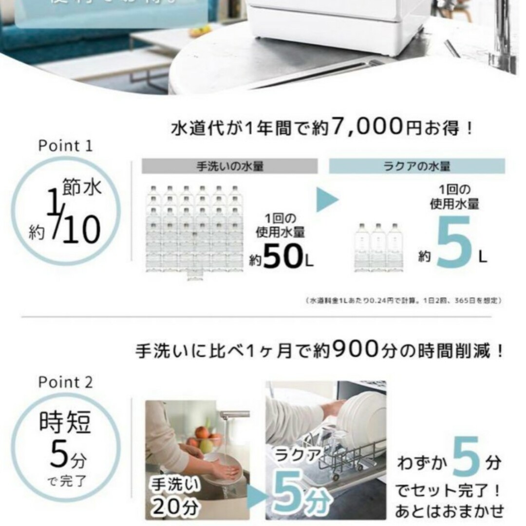 サンコーラクア食洗機（ジャンク品） スマホ/家電/カメラの生活家電(食器洗い機/乾燥機)の商品写真