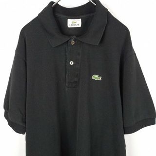 ラコステ(LACOSTE)のラコステ　ポロシャツ　半袖　L1212　刺繍ロゴ　シェル　ユーロ古着　黒　L(ポロシャツ)