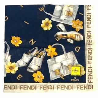 フェンディ(FENDI)の未使用 フェンディ ハンカチ  大判 スカーフ ロゴ グッズ　フラワー(ハンカチ)