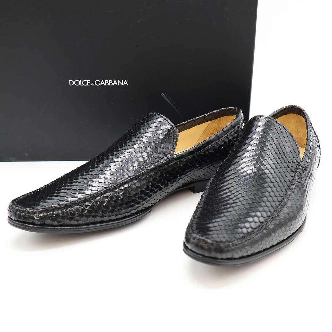 DOLCE&GABBANA(ドルチェアンドガッバーナ)のDOLCE&GABBANA ドルチェ＆ガッバーナ パイソンレザースリッポンシューズ 8265 2754 ブラック 9 メンズの靴/シューズ(その他)の商品写真