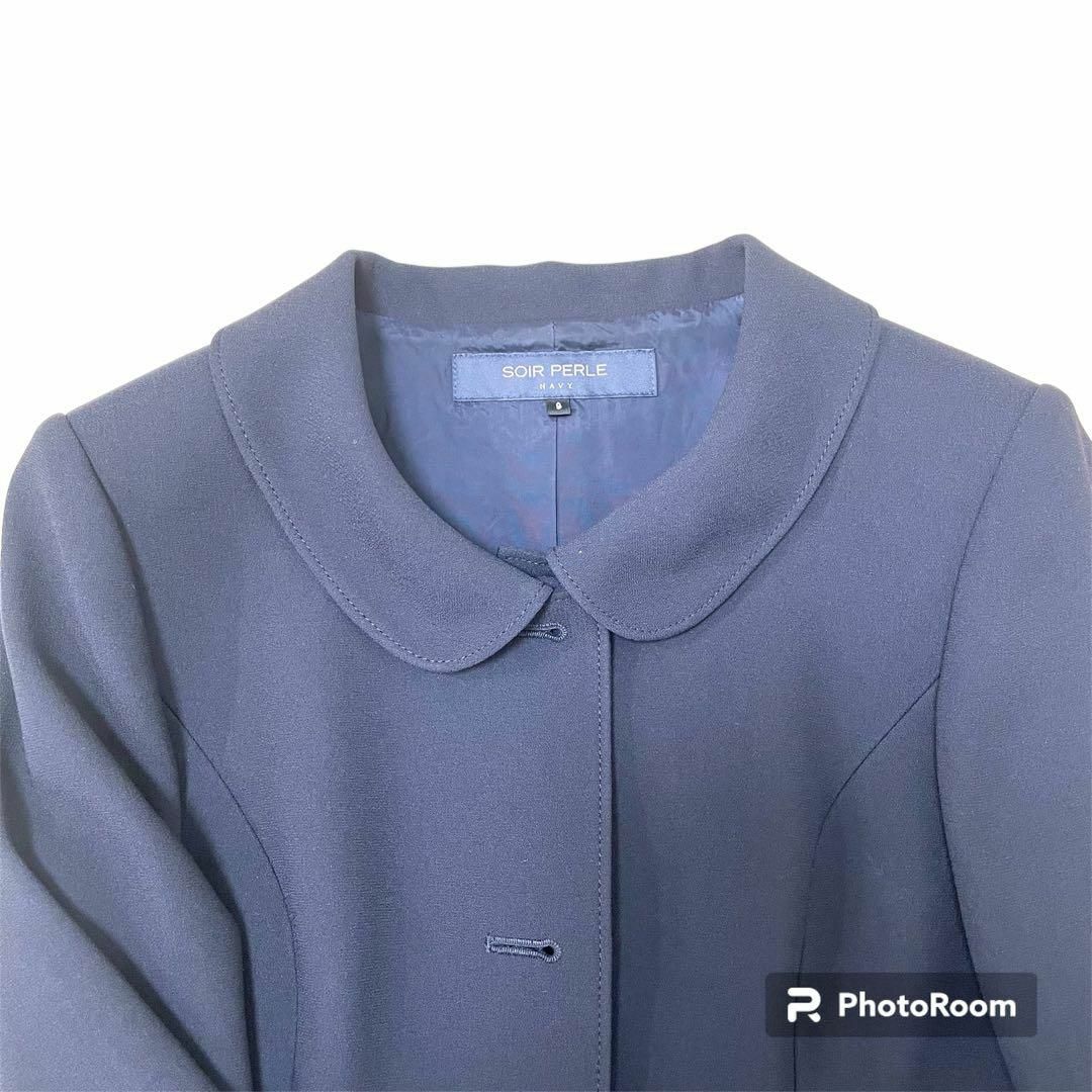 SOIR(ソワール)のお受験スーツ　９号　ネイビー　濃紺　ジャケット　半袖ワンピース　面接　SOIR レディースのフォーマル/ドレス(スーツ)の商品写真