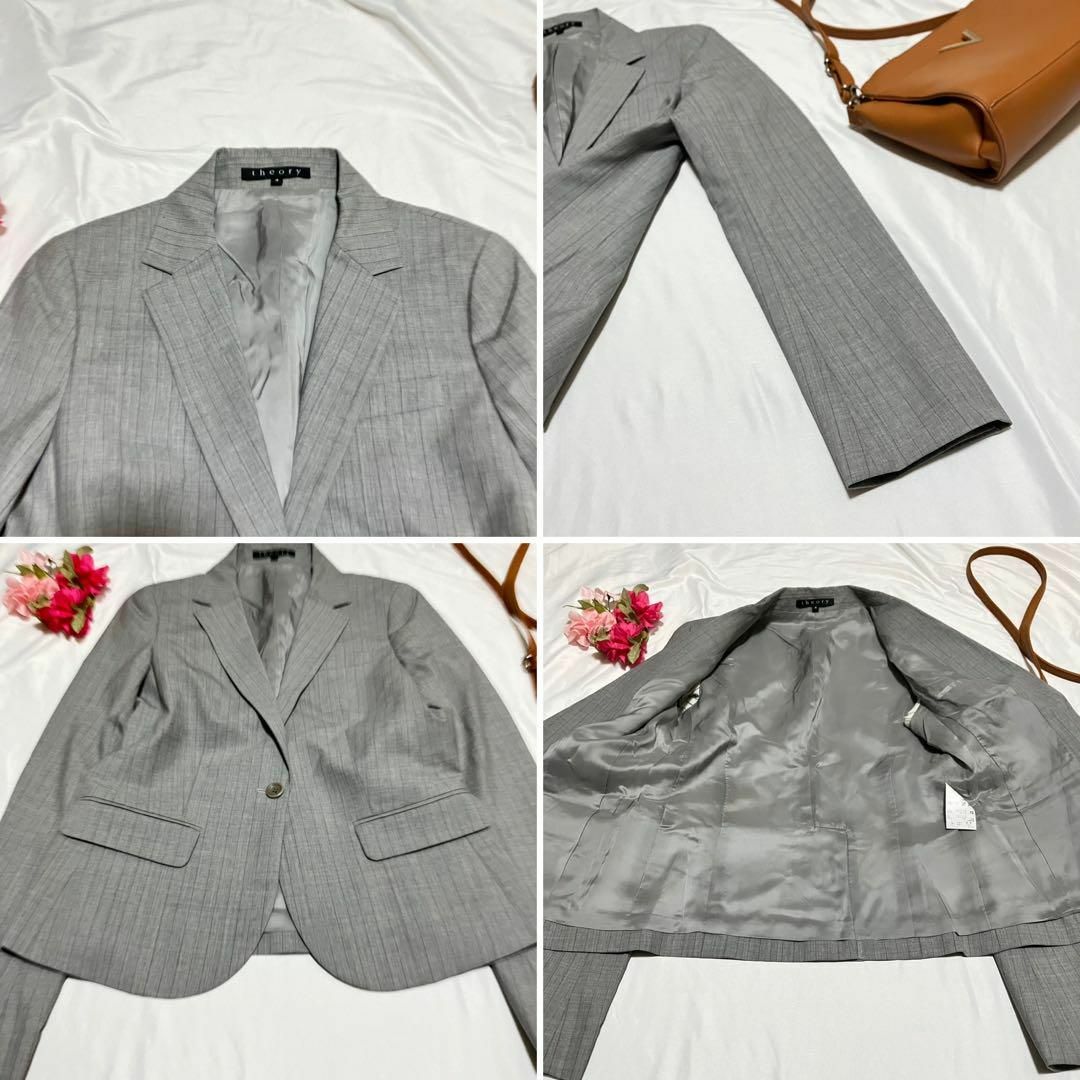 theory(セオリー)の美品 セオリー ビジネススーツ セットアップ パンツ 大きい グレー 4 2 レディースのフォーマル/ドレス(スーツ)の商品写真