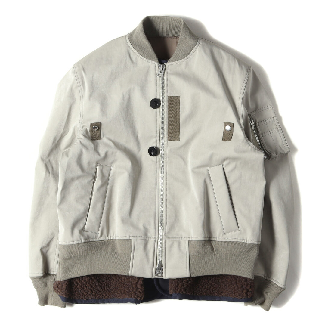 sacai(サカイ)のSacai サカイ ブルゾン サイズ:1 23AW フェイク スウェード ミックス ダブルジップ ブルゾン Faux Suede Mix Blouson 23-03209M アウター MA-1 ボンバー ジャケット ボア フリース パテッド 中わた グレー 日本製【メンズ】【中古】 メンズのジャケット/アウター(ブルゾン)の商品写真