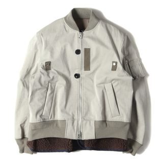 サカイ(sacai)のSacai サカイ ブルゾン サイズ:1 23AW フェイク スウェード ミックス ダブルジップ ブルゾン Faux Suede Mix Blouson 23-03209M アウター MA-1 ボンバー ジャケット ボア フリース パテッド 中わた グレー 日本製【メンズ】【中古】(ブルゾン)