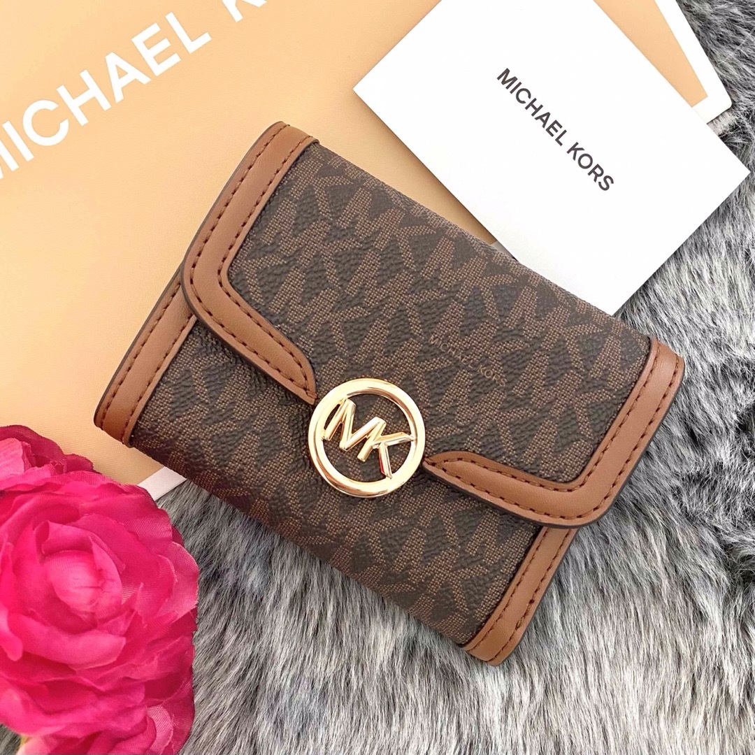 メンズ新品☆MICHAEL KORS 折り財布　ブラウン　  レザー 折り財布