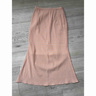 gingham mermaid skirt（orange）(ロングスカート)