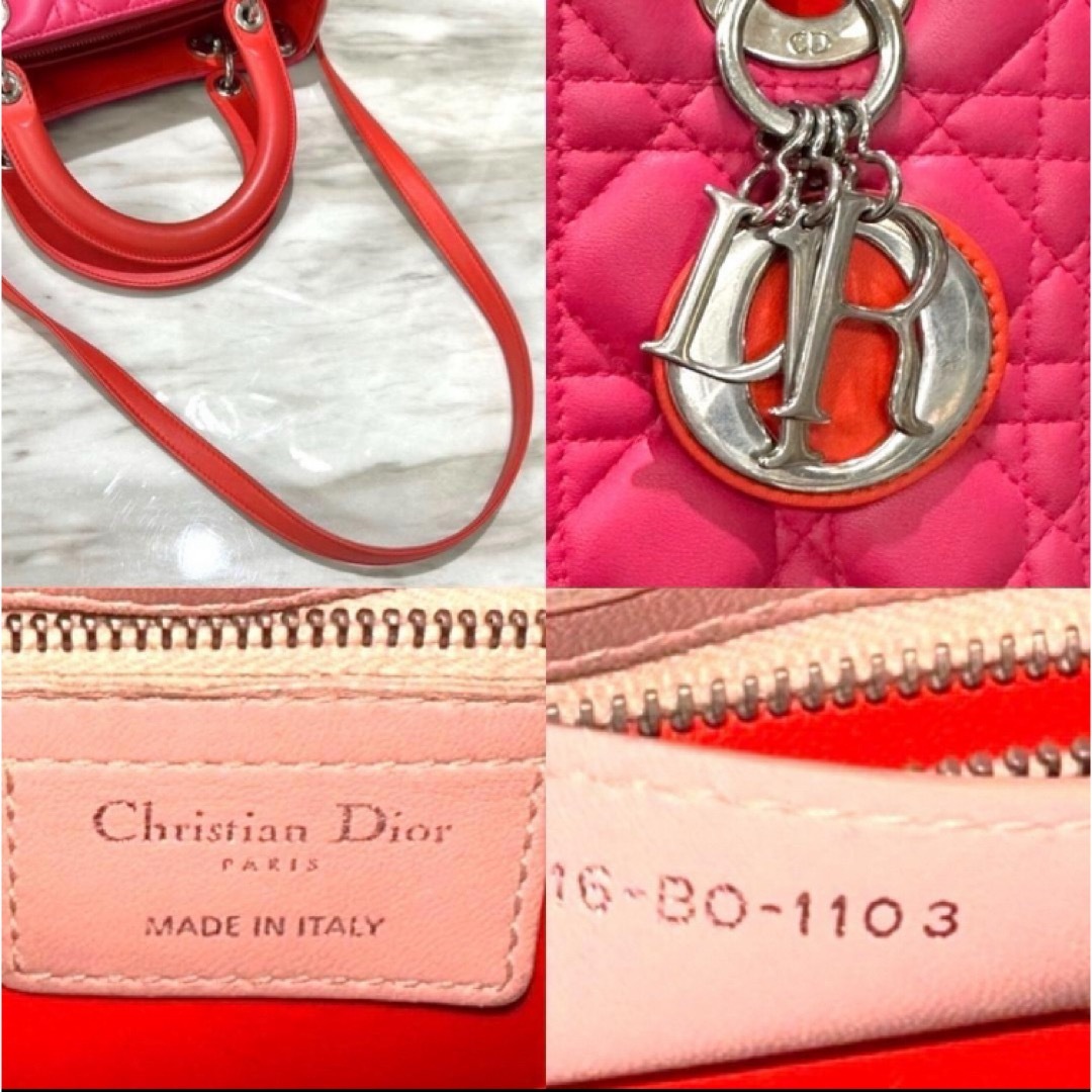 Christian Dior(クリスチャンディオール)の美品☆　レディディオール　カナージュ　ラムスキン　2way　トリコロール レディースのバッグ(ハンドバッグ)の商品写真