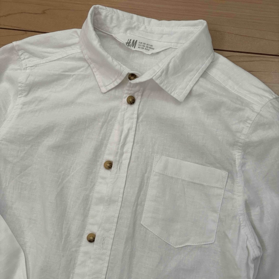 H&M(エイチアンドエム)のH＆M シャツ　 110   130 お揃い　 セット　 白シャツ ホワイト キッズ/ベビー/マタニティのキッズ服男の子用(90cm~)(ブラウス)の商品写真