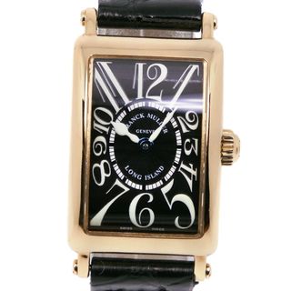 フランクミュラー(FRANCK MULLER)の【FRANCK MULLER】フランクミュラー ロングアイランド 802QZ K18イエローゴールド×レザー 黒 クオーツ アナログ表示 レディース 黒文字盤 腕時計(腕時計)