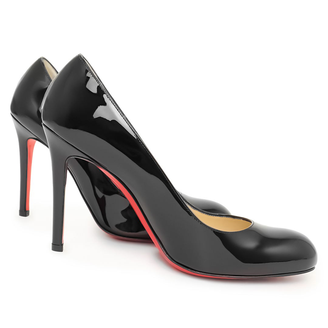 Christian Louboutin(クリスチャンルブタン)のクリスチャンルブタン Simple Pump 100 パンプス 靴 シューズ 37.5 24.5cm パテントレザー ブラック レッド 黒 赤 3080377 箱付 Christian Louboutin（新品・未使用品） レディースの靴/シューズ(ハイヒール/パンプス)の商品写真