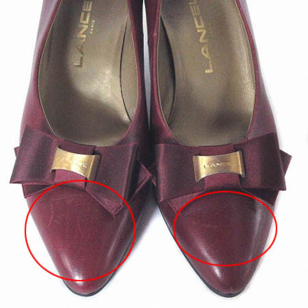 LANCEL(ランセル)のランセル パンプス ヒール レザー リボン付き 赤系 ボルドー系 24cm レディースの靴/シューズ(ハイヒール/パンプス)の商品写真