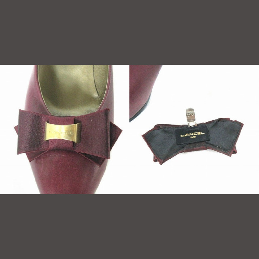 LANCEL(ランセル)のランセル パンプス ヒール レザー リボン付き 赤系 ボルドー系 24cm レディースの靴/シューズ(ハイヒール/パンプス)の商品写真