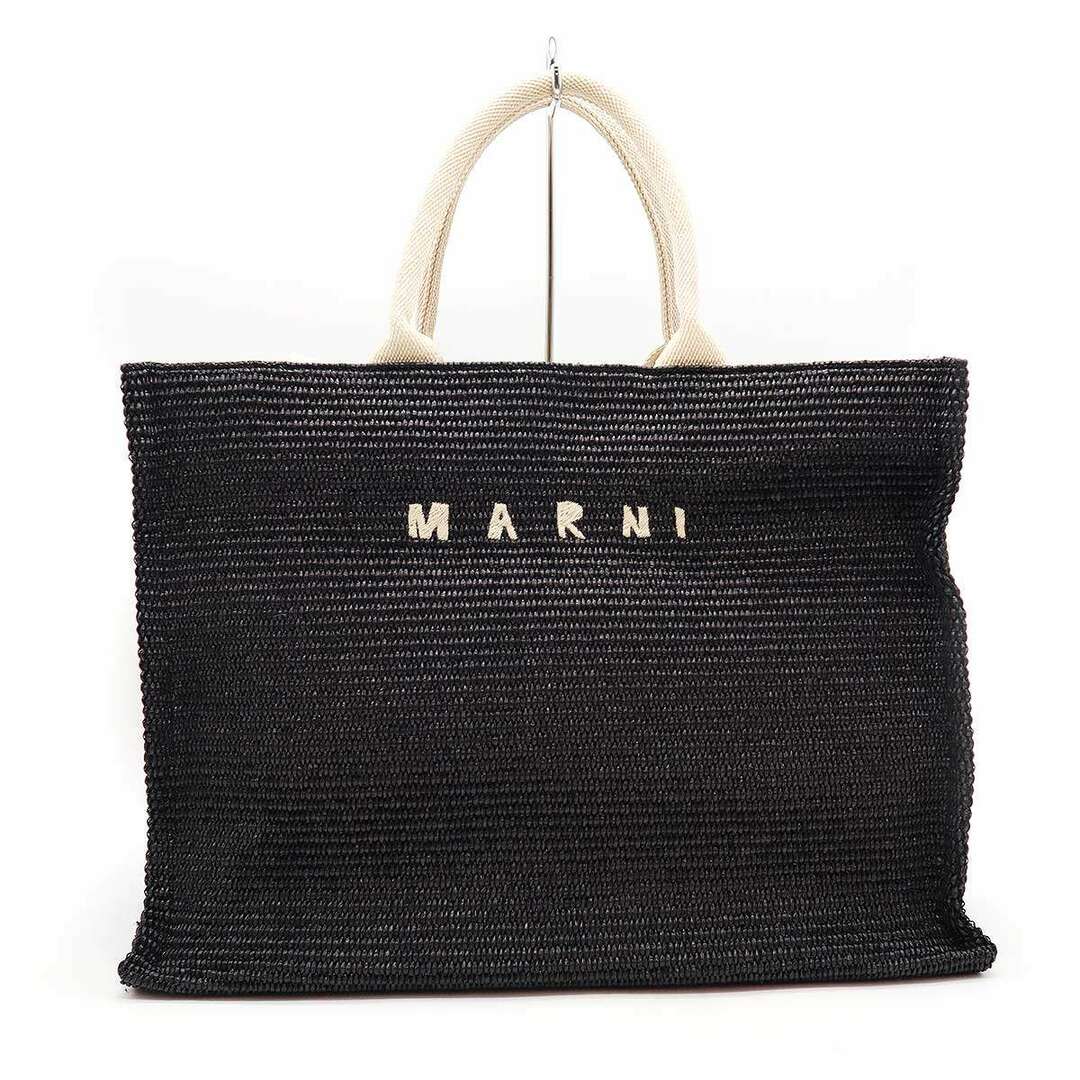 Marni(マルニ)のMARNI マルニ EAST-WEST Large tote  ロゴ ラフィア2WAY ラージトートバッグ SHMQ0034U1 P3860 ブラック メンズのバッグ(トートバッグ)の商品写真