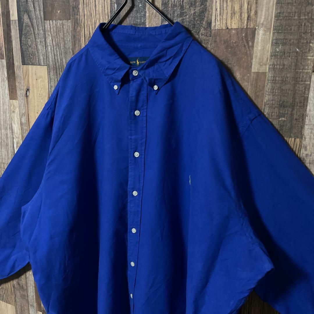 POLO RALPH LAUREN(ポロラルフローレン)のラルフローレン ボタンダウン メンズ 2XL ブルー シャツ 古着 90s 長袖 メンズのトップス(シャツ)の商品写真