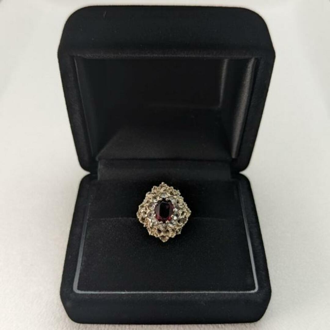英国ヴィンテージジュエリー ダークレッドストーン 純銀リング 指輪 レディースのアクセサリー(リング(指輪))の商品写真