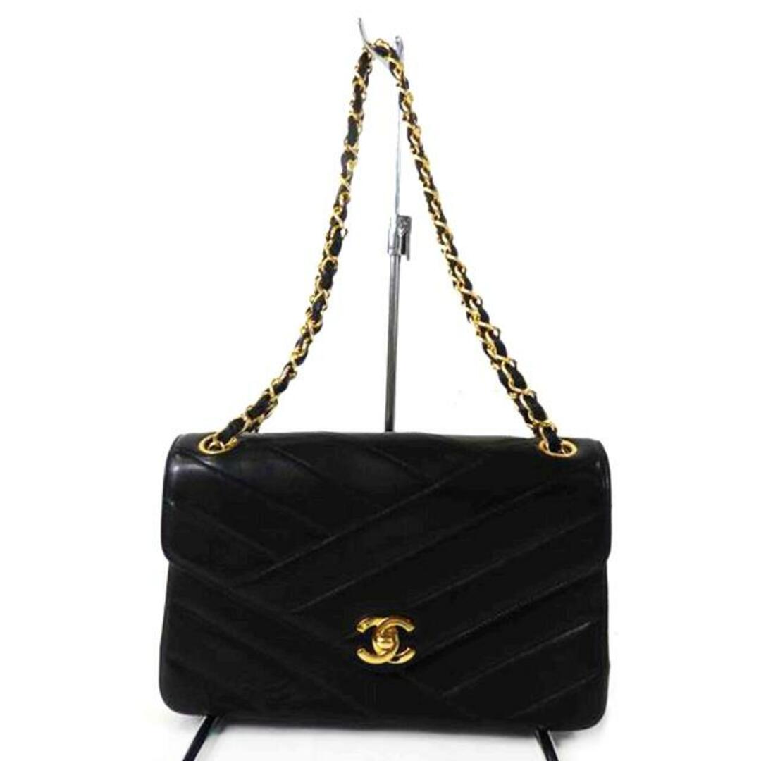 CHANEL シャネル/ココマークWチェーンバッグ/Vステッチ/黒/ゴールド金具/281****/シャネル/ABランク/84【中古】