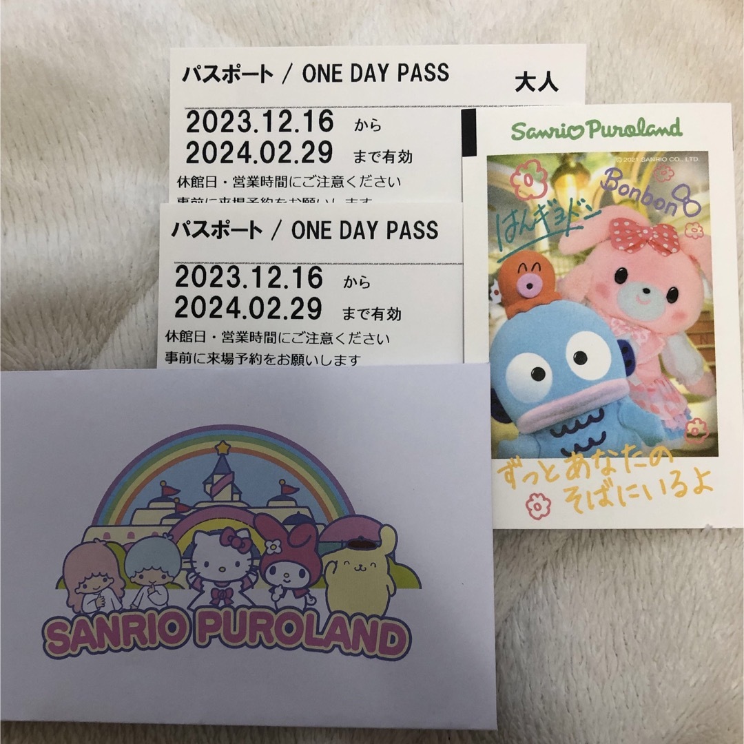 サンリオ ピューロランド　入園チケット　無料券　４枚　11/27まで　大人　子供