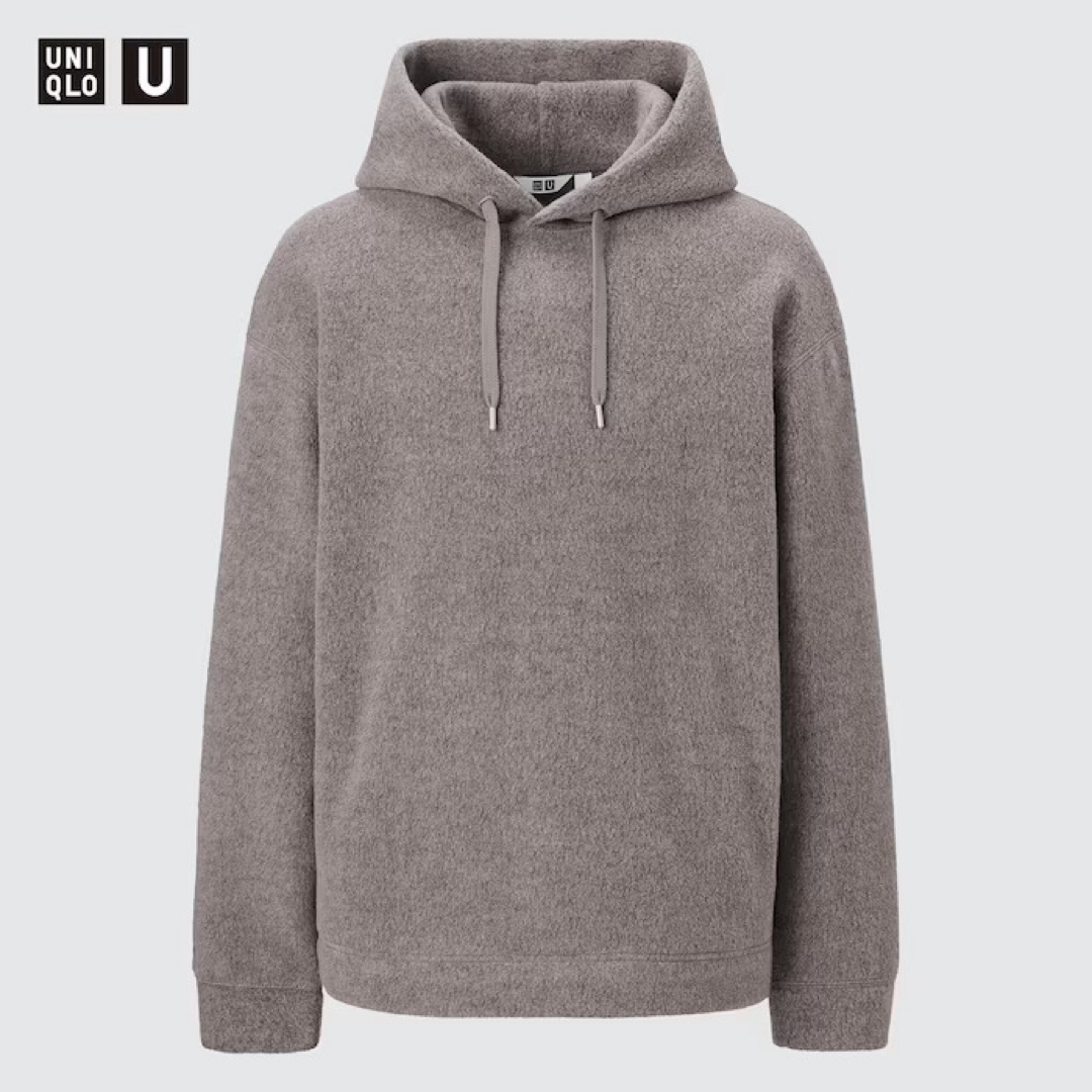 UNIQLO(ユニクロ)のワイドフィットフリースプルパーカー　ユニクロU ベージュ　Lサイズ メンズのトップス(パーカー)の商品写真