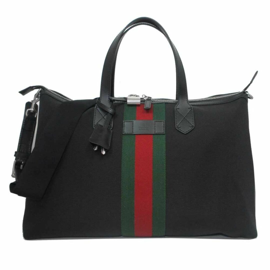 Gucci(グッチ)の【新品】グッチ バッグ トートバッグ 619750 (ブラック) GUCCI キャンバス ウェビングライン ダッフル バッグ 2WAY 斜め掛け A4対応 メンズ アウトレット メンズのバッグ(トートバッグ)の商品写真