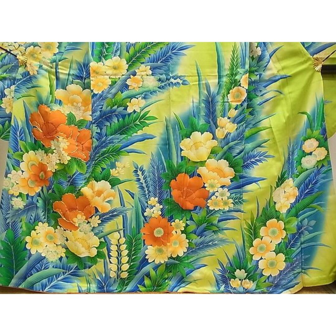 平和屋1■豪華振袖　駒刺繍　草花文　暈し染め　金彩　逸品　vf7513 レディースの水着/浴衣(振袖)の商品写真