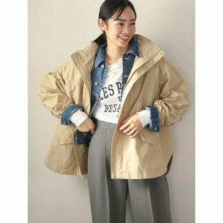 グリーンパークス(green parks)の【ベージュ】撥水加工 2Wayゆったりブルゾン 24SS/フード付き/体型カバー/イージーケア(その他)